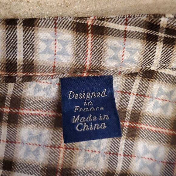 Women's Faconnable plaid v neck button front shirt - Picture 6 of 13